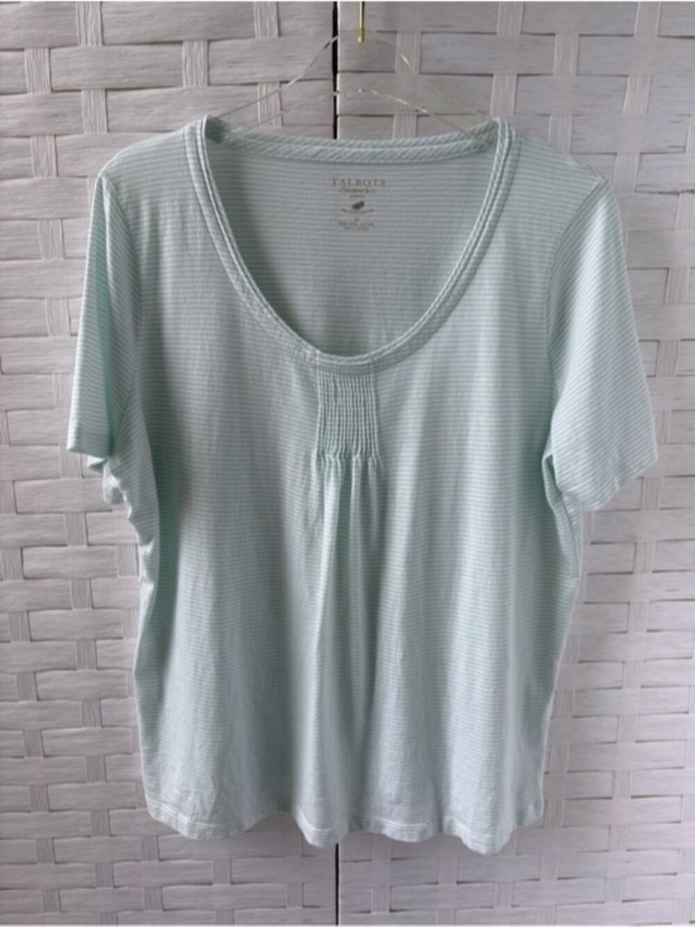 Talbots 1X Stripe Pima Cotton Round Neck Short Sleeve Tee Beach Summer Casual